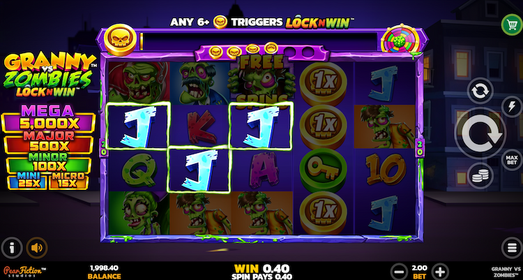 PearFiction Studios slot games include Granny vs Zombies Lock n Win