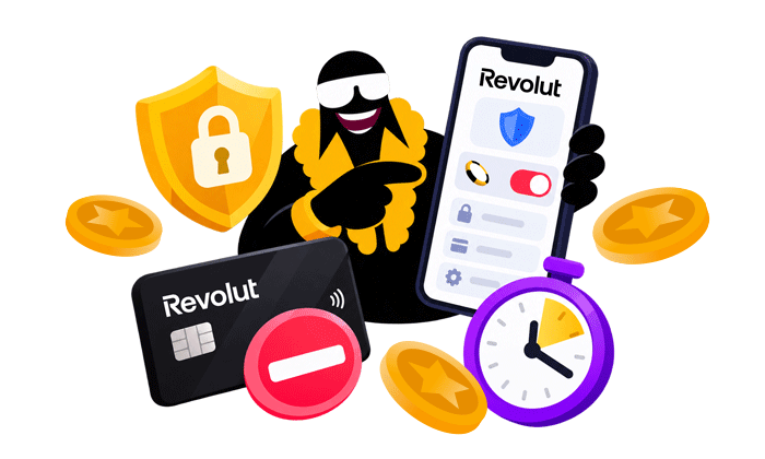 Revolut app security screen with the gambling block toggle switched on.