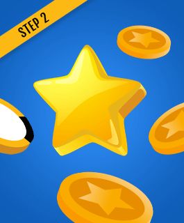 gold star surrounded by coins, representing reading the casino review.