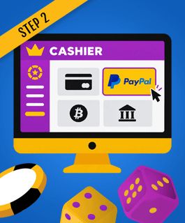 Step 2: selecting PayPal as the payment method in a casino cashier.